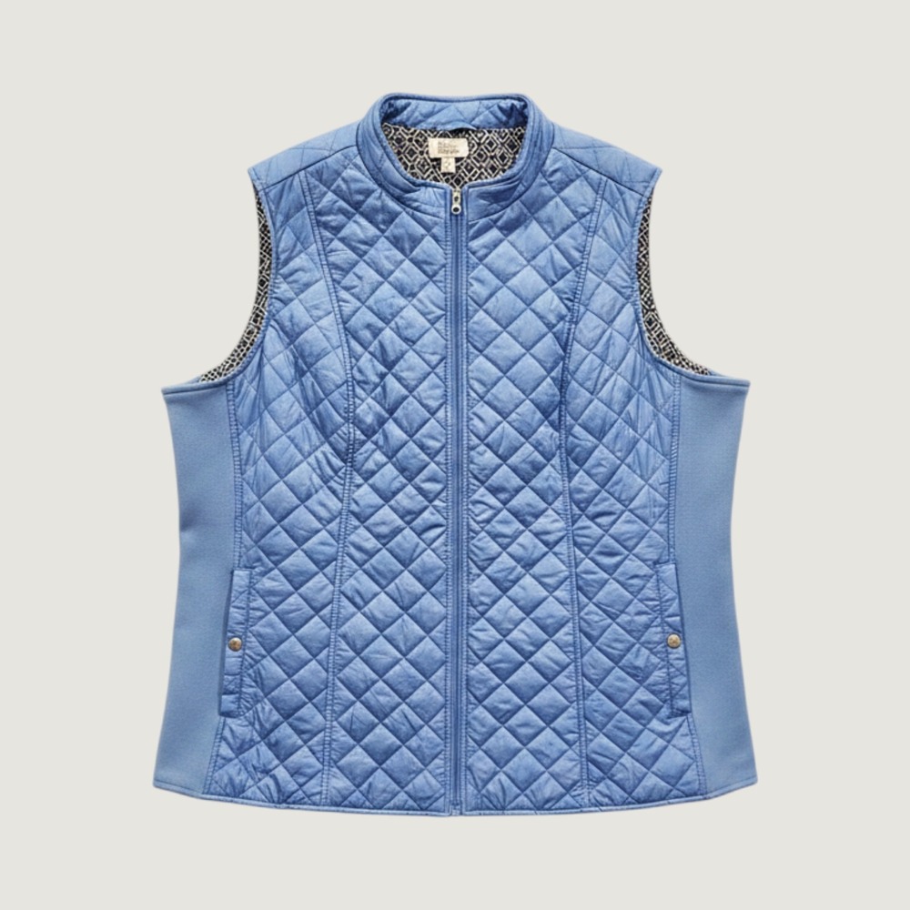 Kim Rogers Blue 1X Womens Quilted Vest